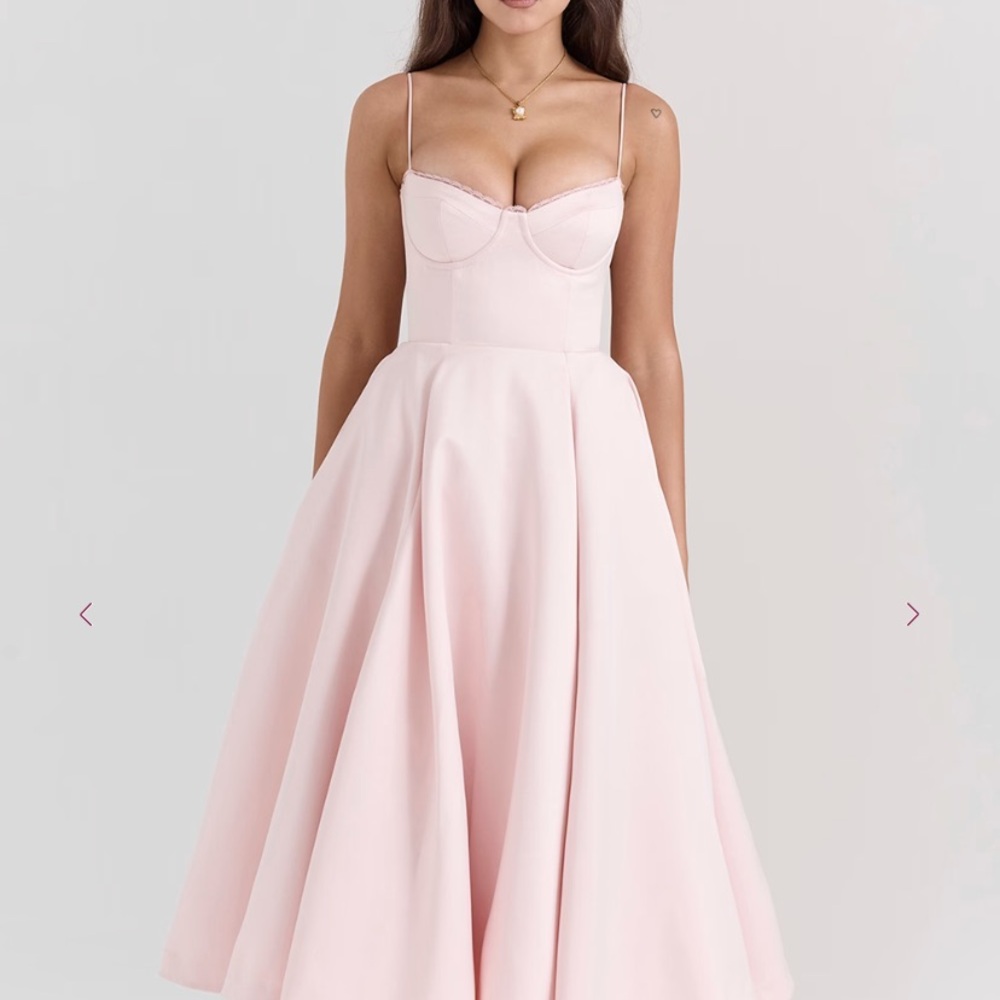 House of CB Pink Sweetheart Midi Dress for Weddings